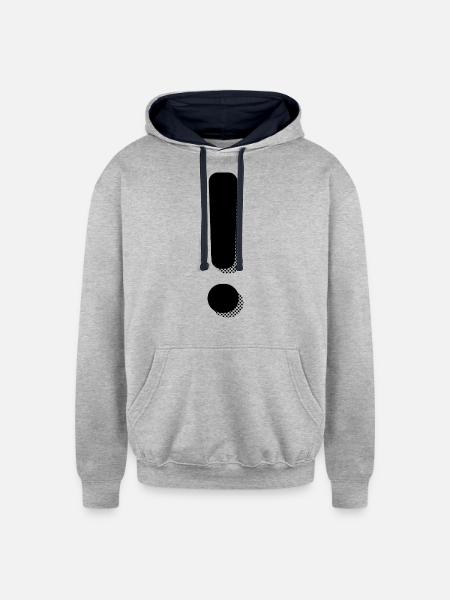 Exclamation Mark - Unisex Contrast Hoodie - heather gray/navy