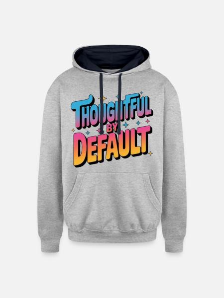 Thoughtful by Default - Unisex Contrast Hoodie - heather gray/navy