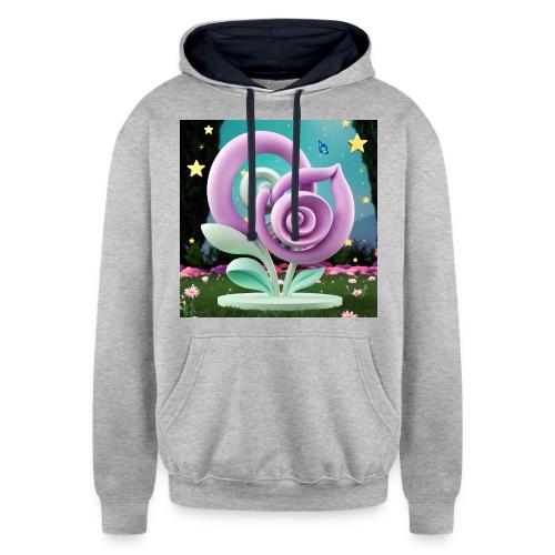 Lila Bloom | Double Floral Eco-Inspired Art - Unisex Contrast Hoodie