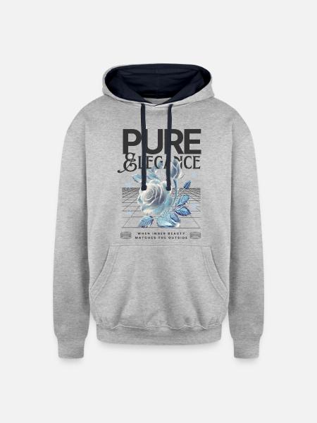 Pure Elegance Rose - Unisex Contrast Hoodie - heather gray/navy