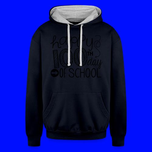 Happy 100th Day of School Arrows Teacher T-shirt - Unisex Contrast Hoodie