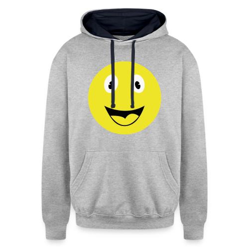 Yellow Happy Face Print - Unisex Contrast Hoodie