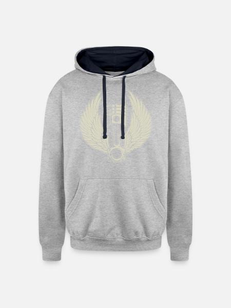 FREE PISTON - Unisex Contrast Hoodie - heather gray/navy