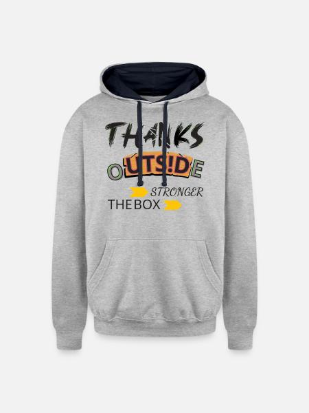 thanks - Unisex Contrast Hoodie - heather gray/navy