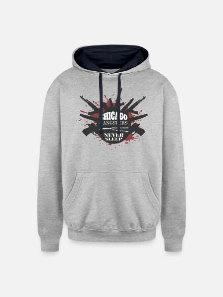 never sleep - Unisex Contrast Hoodie - heather gray/navy