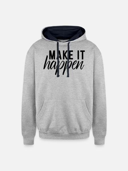 Make It Happen - Unisex Contrast Hoodie - heather gray/navy