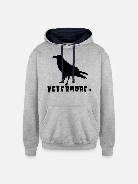 Raven nevermore - Unisex Contrast Hoodie - heather gray/navy