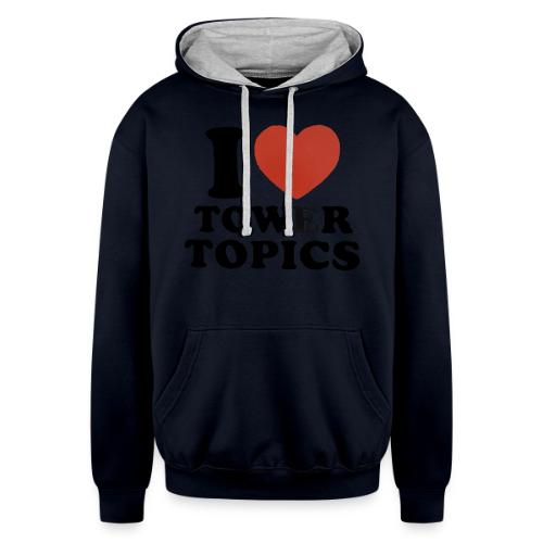 I Love Tower Topics - Unisex Contrast Hoodie