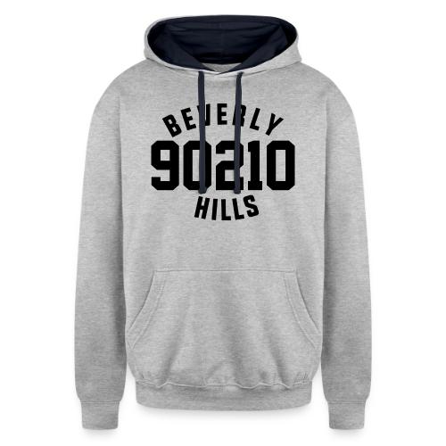 90210 Old School Tee Black - Unisex Contrast Hoodie