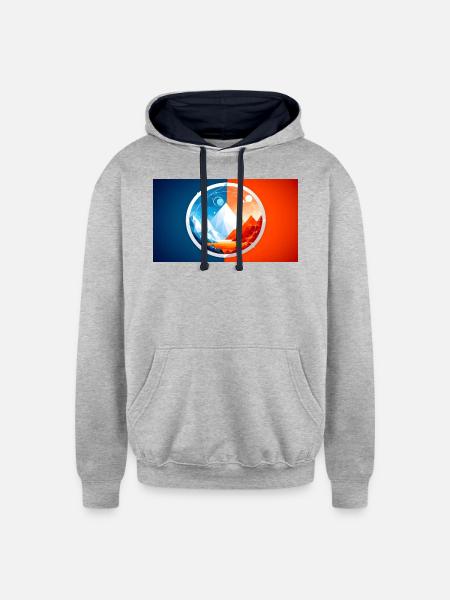 Between Fire and Ice - Unisex Contrast Hoodie - heather gray/navy