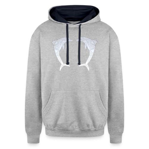 Two dolphins - Unisex Contrast Hoodie