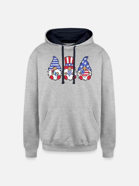 4th of july Gromies - Unisex Contrast Hoodie - heather gray/navy
