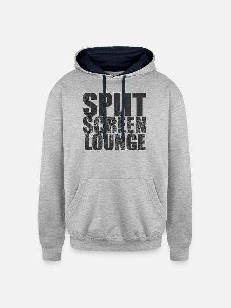 SPLIT SCREEN MAP - Unisex Contrast Hoodie - heather gray/navy
