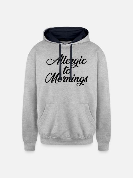 Allergic To Mornings - Unisex Contrast Hoodie - heather gray/navy