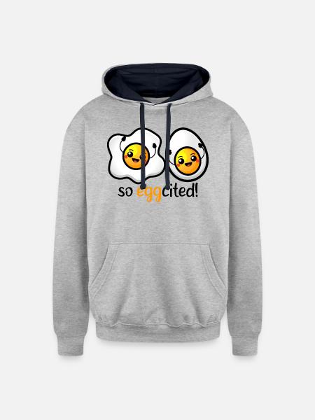 So Eggcited - Unisex Contrast Hoodie - heather gray/navy