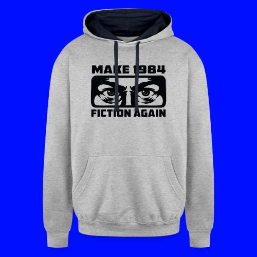 Make 1984 Fiction Again - Unisex Contrast Hoodie
