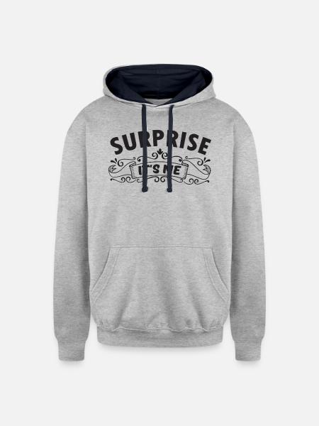 Surprise it s me - Unisex Contrast Hoodie - heather gray/navy