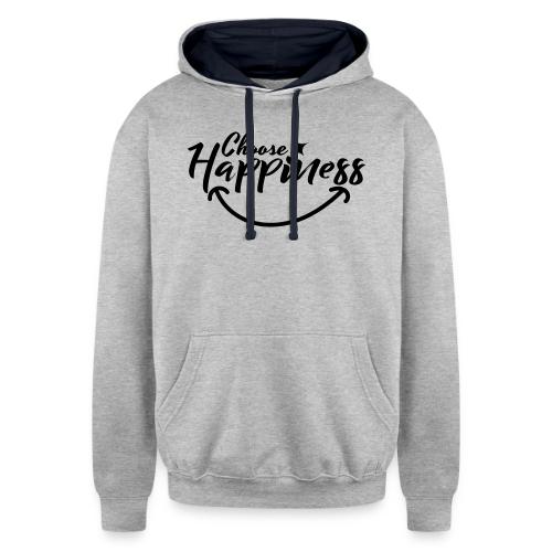 Choose Happiness Positive Affirmation Typography - Unisex Contrast Hoodie
