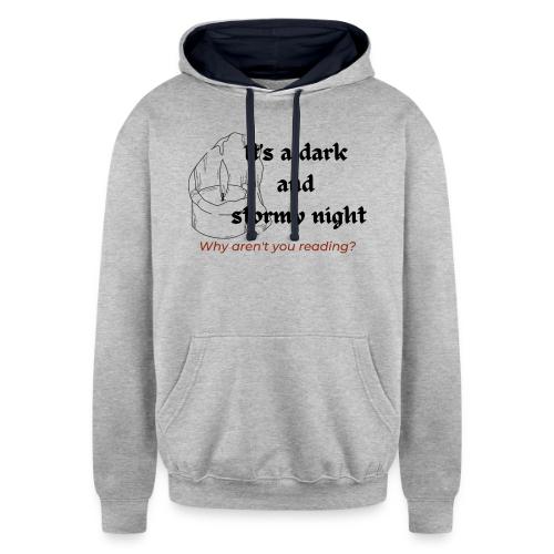 Dark and Stormy Night (black candle text) - Unisex Contrast Hoodie