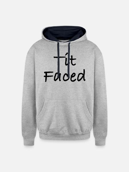 Tit Faced - Unisex Contrast Hoodie - heather gray/navy