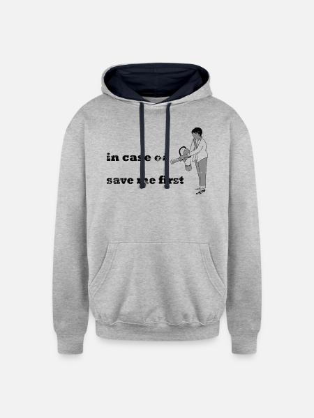 In Case of Emergency - Unisex Contrast Hoodie - heather gray/navy