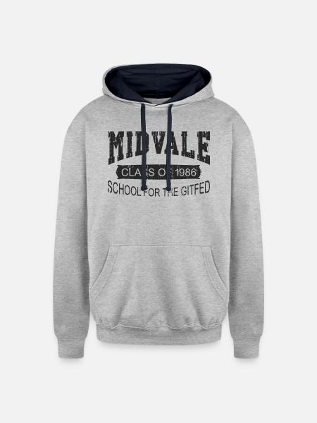 Midvale School for the Gifted Gary Larson the Far - Unisex Contrast Hoodie - heather gray/navy