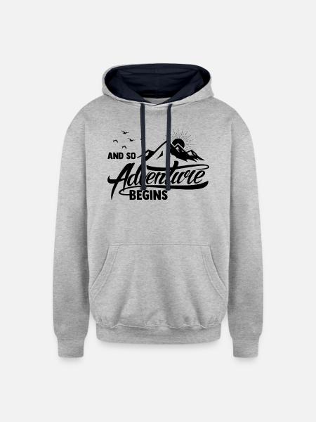 AND SO Adventure BEGINS - Unisex Contrast Hoodie - heather gray/navy