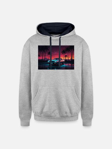 New collection - Unisex Contrast Hoodie - heather gray/navy
