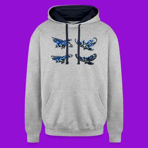 Silver Blue Jay Flight Stages - Unisex Contrast Hoodie