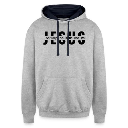 Jesus the Truth and the Life Bible Verse Merch - Unisex Contrast Hoodie