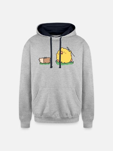 Bread Hunting - Unisex Contrast Hoodie - heather gray/navy