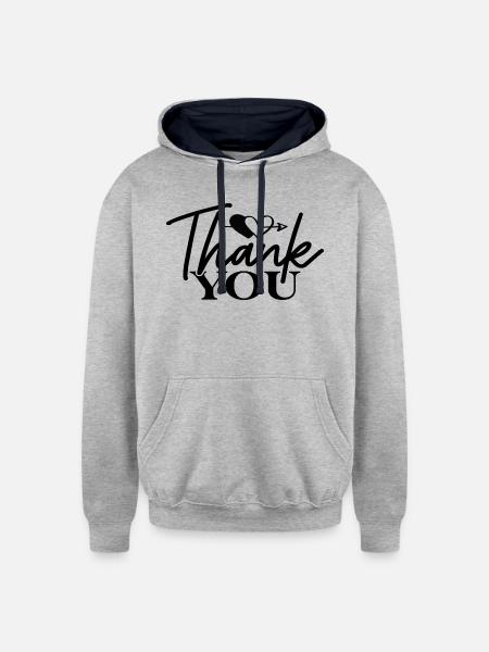 Thank you - Unisex Contrast Hoodie - heather gray/navy