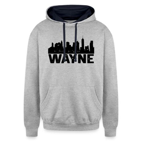 Wayne Skyline Black Wayne Michigan MI City Design - Unisex Contrast Hoodie