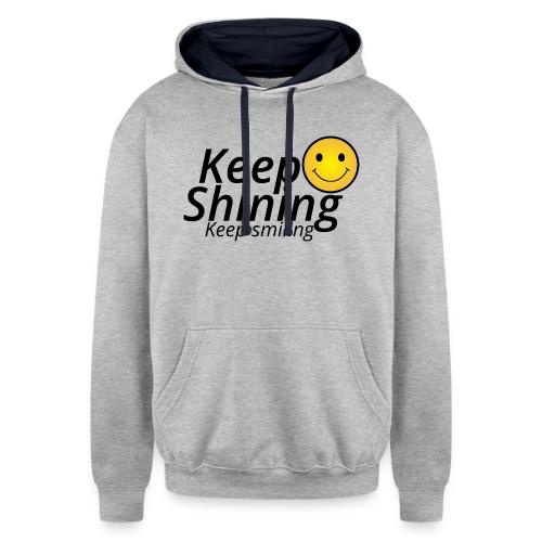 Keep Smiling Typography Merch Positive Motivation - Unisex Contrast Hoodie