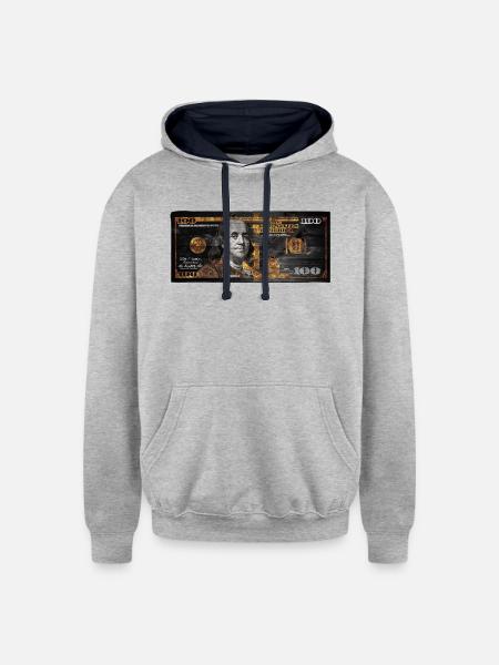 Dollar Bill - Unisex Contrast Hoodie - heather gray/navy