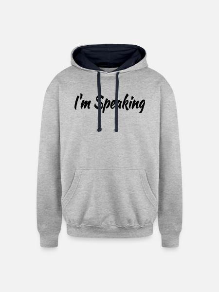 I m Speaking - Unisex Contrast Hoodie - heather gray/navy