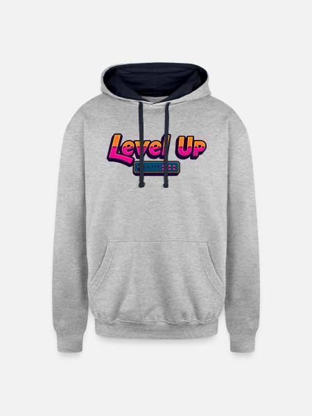 Level Up - Unisex Contrast Hoodie - heather gray/navy