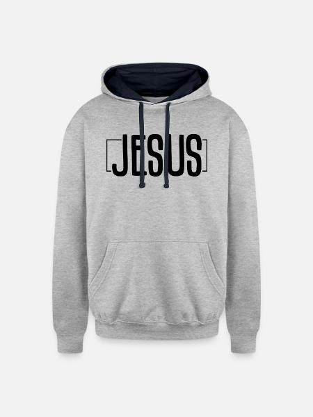 Jesus - Unisex Contrast Hoodie - heather gray/navy