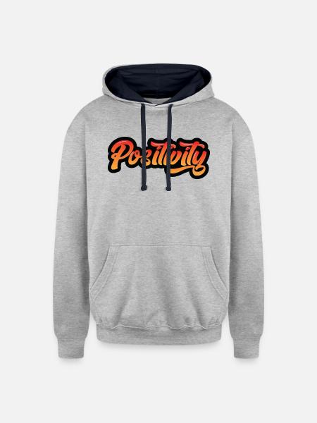 Positivity - Unisex Contrast Hoodie - heather gray/navy
