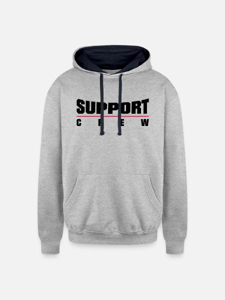 Support Crew - Unisex Contrast Hoodie - heather gray/navy