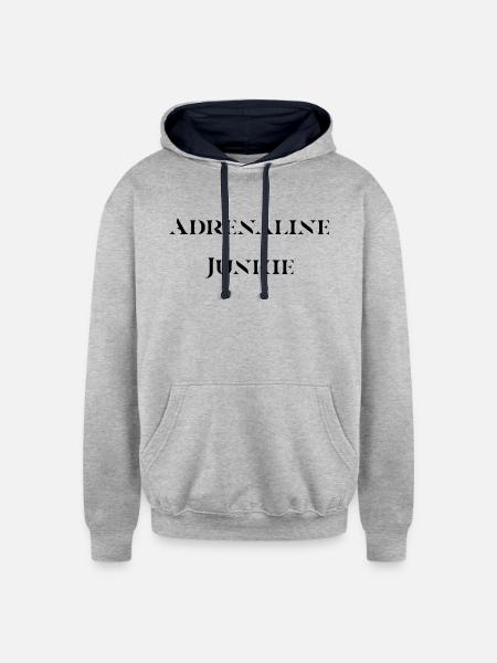 Adrenaline Junkie - Unisex Contrast Hoodie - heather gray/navy