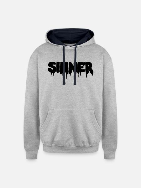 SINNER - Unisex Contrast Hoodie - heather gray/navy