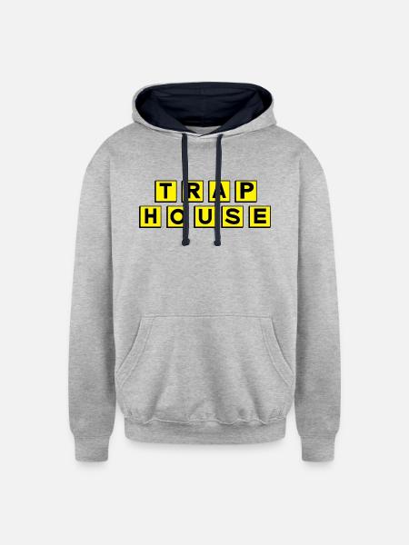 Trap House - Unisex Contrast Hoodie - heather gray/navy