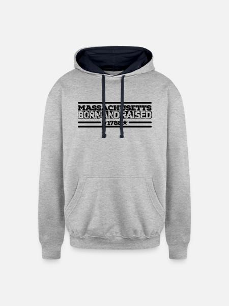 Massachusetts - Unisex Contrast Hoodie - heather gray/navy