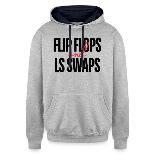 Flip Flops and LS Swaps (RED) - Unisex Contrast Hoodie