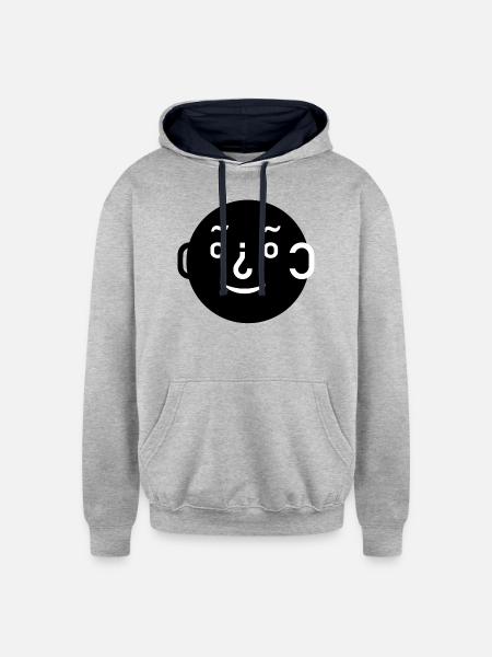 las centrales: Ascii Face - Unisex Contrast Hoodie - heather gray/navy