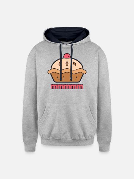 Mmmmm Pie - Unisex Contrast Hoodie - heather gray/navy