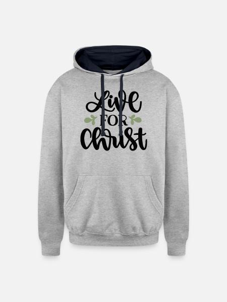 Live For Christ - Unisex Contrast Hoodie - heather gray/navy