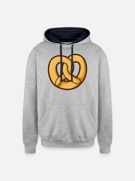 Pretzel Icon - Unisex Contrast Hoodie - heather gray/navy