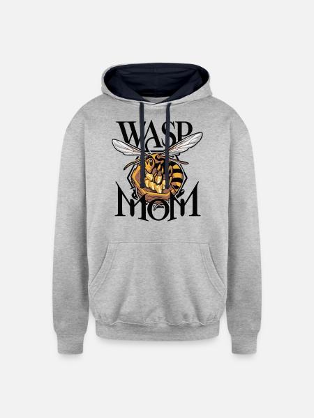 Wasp Mom CLASSIC EDITION - Unisex Contrast Hoodie - heather gray/navy